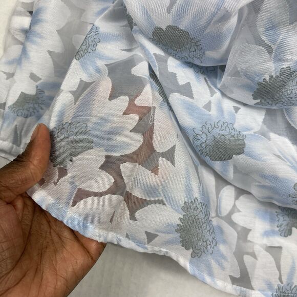 Boston Proper Floral Blouse Puff Sleeve Button Down Romantic Top Cottagecore L - Picture 11 of 12